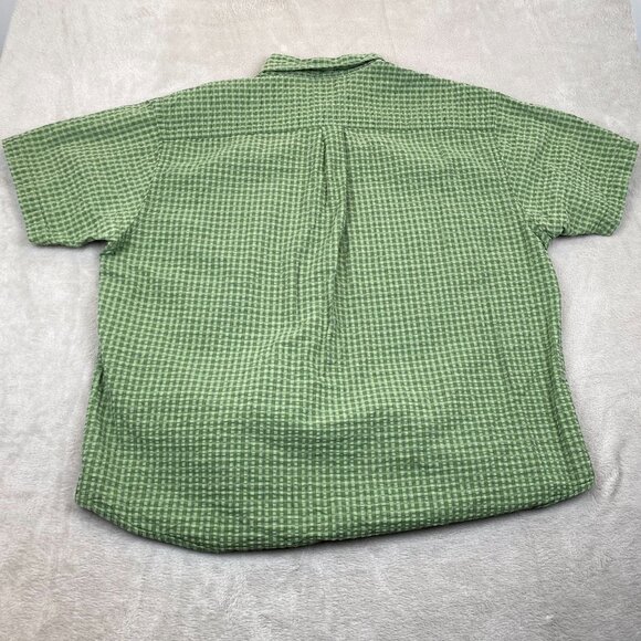 Izod Mens Shirt Size XXL 100% Cotton Green Checkered Short Sleeve Casual Classic - Picture 5 of 5